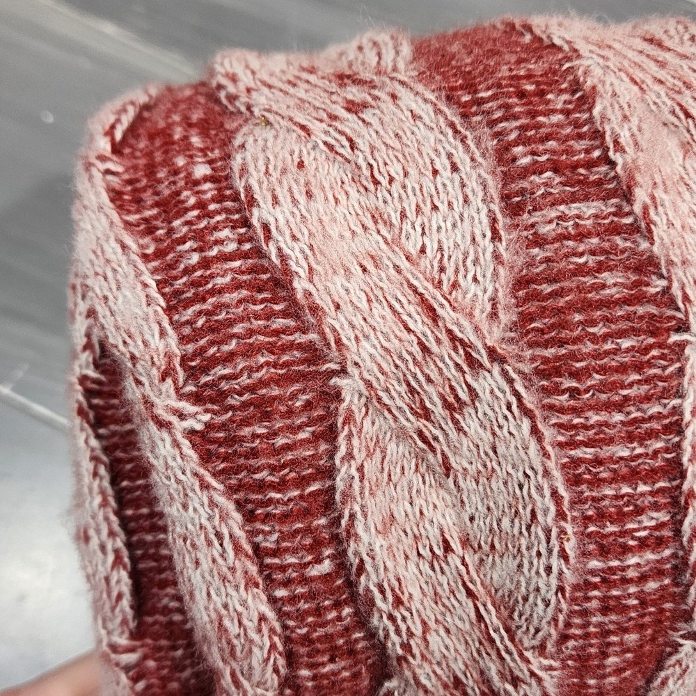 Threshold‎ with Studio McGee Burgundy and Cream Cable Knit Throw Blanket 50x60 - Picture 3 of 6
